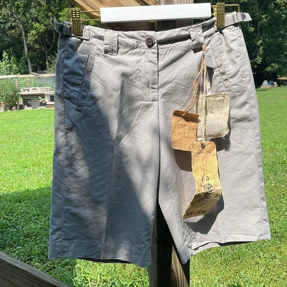 NWT Da-Nang knee length shorts relaxed surplus pinstripe light grey cargo style - Picture 1 of 12
